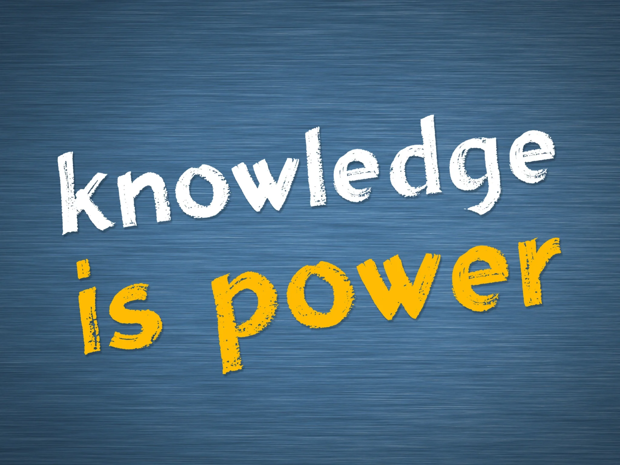 A blue background with the words knowledge is power written in yellow.